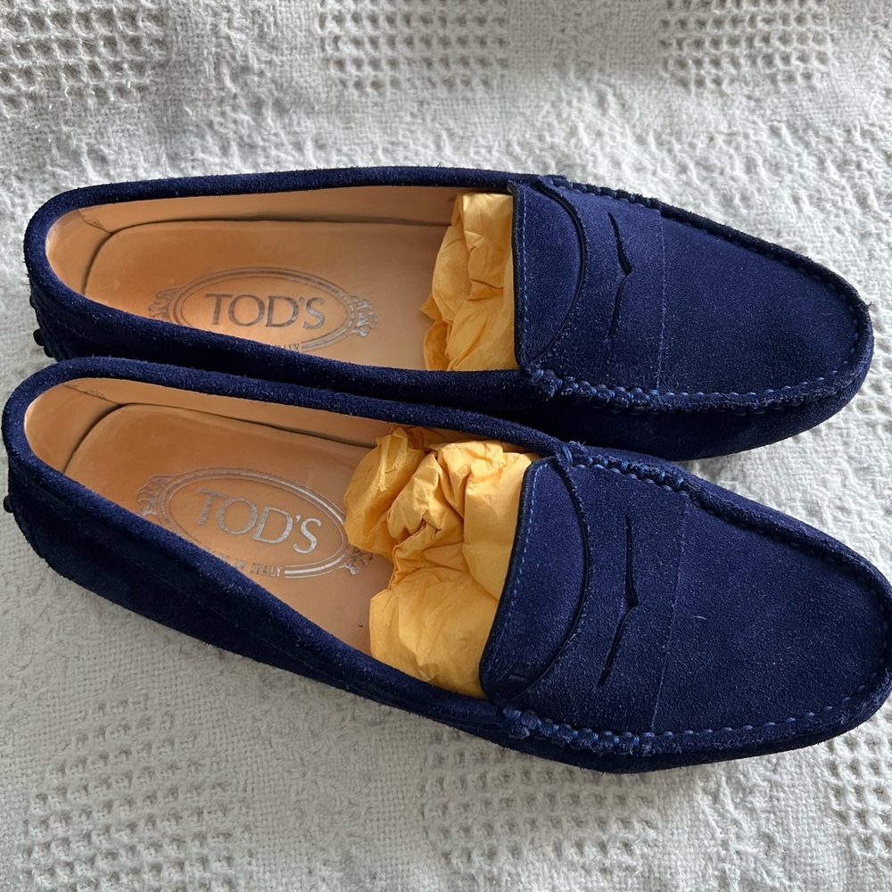 Tods Blue Suede Loafers-Driving Moccasins sz 37 Price Dropped - Picture 9 of 10